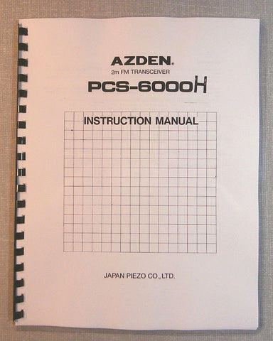 AZDEN PCS-6000H Instruction Manual