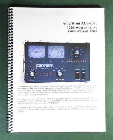 Ameritron ALS-1300 Instruction Manual