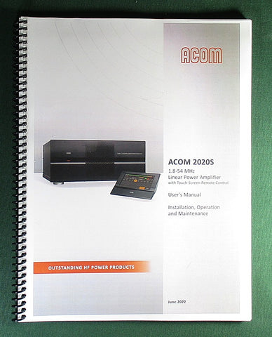 Acom 2020S User's Manual