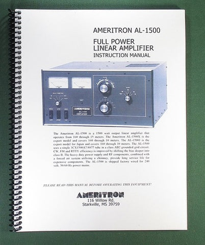 Ameritron AL-1500 Instruction Manual