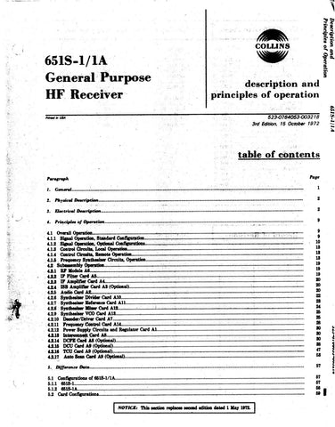Collins 65S-1/1A Instruction Manual