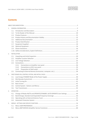 Acom 1400S User's Manual