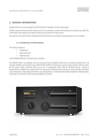 Acom 1500 User's Manual