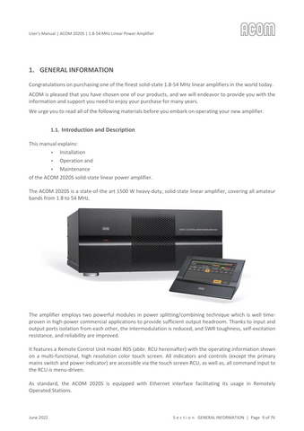 Acom 2020S User's Manual