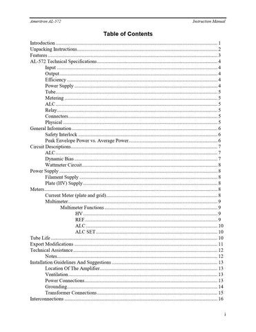 Ameritron AL-572 Instruction Manual