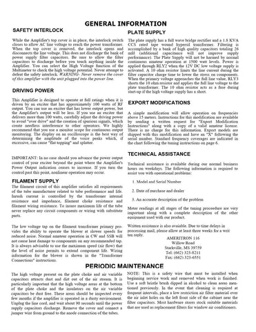 Ameritron AL-1200 Instruction Manual
