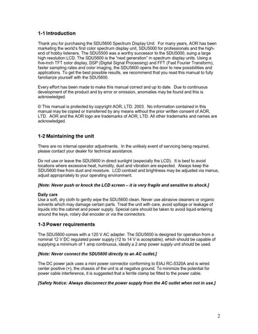 AOR SDU5600 Operating Manual