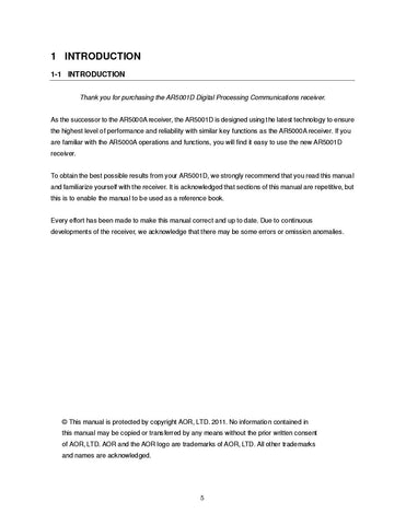 AOR AR5001D Operating Manual