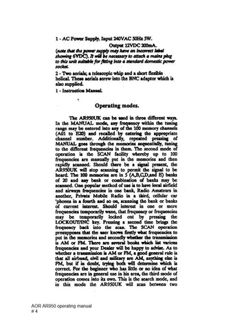 AOR AR950 Instruction Manual