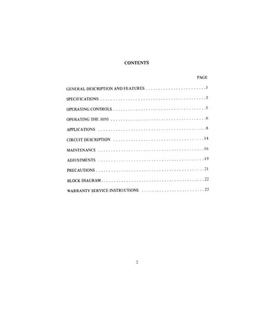 B&K 3050 Sine Wave Generator Instruction Manual