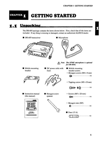 Alinco DR-605T/E Instruction Manua
