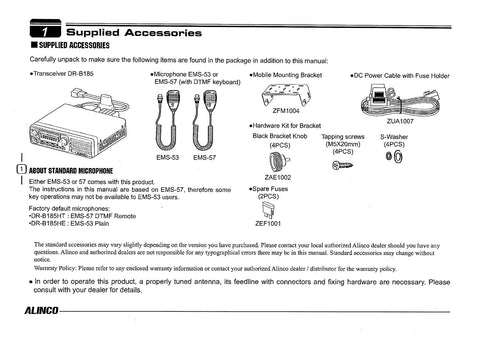 Alinco DR-B185HT/HE Instruction Manual