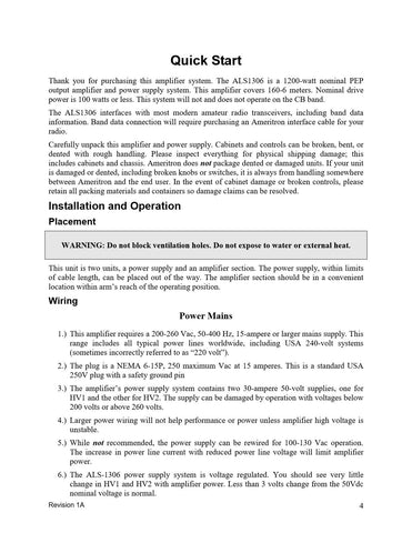 Ameritron ALS-1306 Instruction Manual
