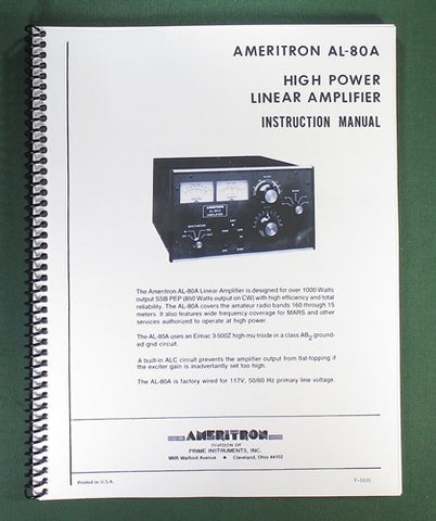 Ameritron AL-80A Instruction Manual