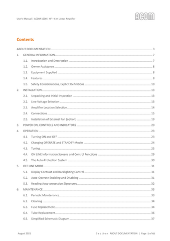 Acom 1000 User's Manual