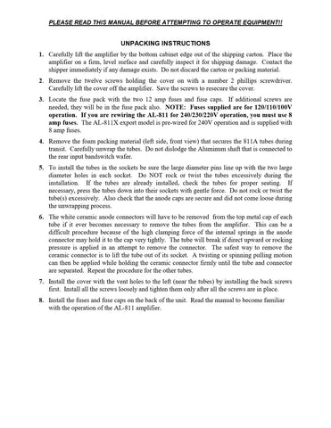 Ameritron AL-811 Instruction Manual