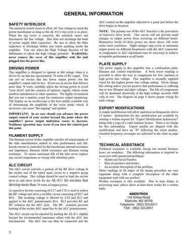 Ameritron AL-811 Instruction Manual