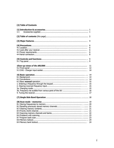 AOR AR1500 Operating Manual
