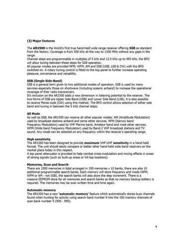 AOR AR1500 Operating Manual