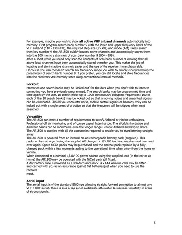 AOR AR1500 Operating Manual