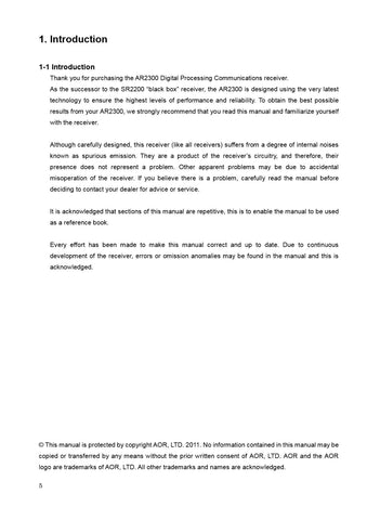 AOR AR2300 Operating Manual