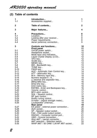 AOR AR3030 Operating Manual