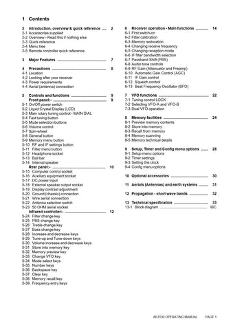 AOR AR-7030 Operating Manual