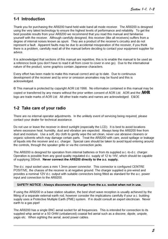 AOR AR8200 Operating Manual