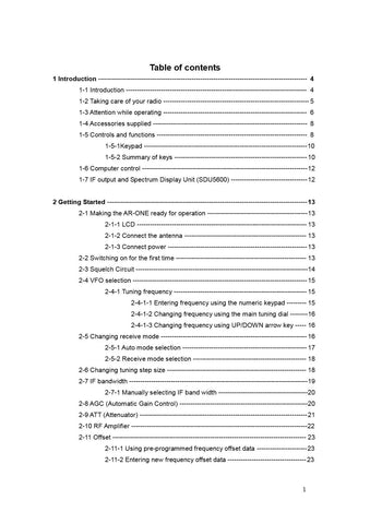 AOR AR-ONE Operating Manual