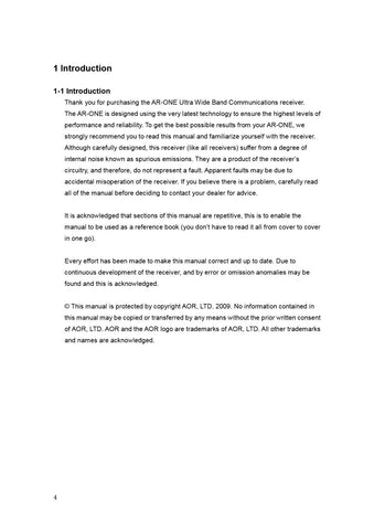 AOR AR-ONE Operating Manual