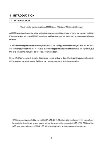 AOR AR6000 Operating Manual