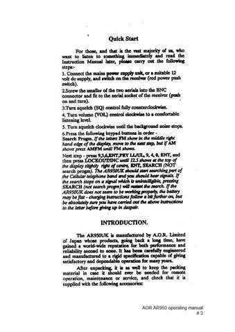 AOR AR950 Instruction Manual