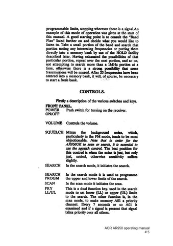 AOR AR950 Instruction Manual