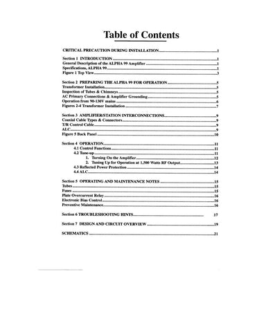 Alpha 99 Operator's Manual