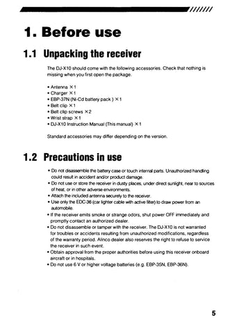 Alinco DJ-X10 Instruction Manual