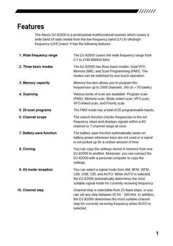 Alinco DJ-X2000 Instruction Manual