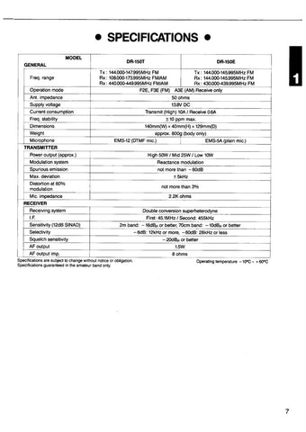 Alinco DR-150T/E Instruction Manual