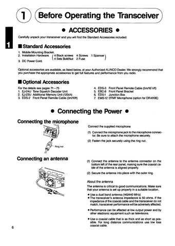 Alinco DR-610T/E Instruction Manual: Comb bound & Protective Plastic covers