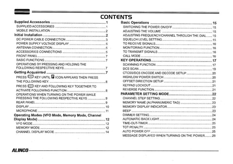 Alinco DR-B185HT/HE Instruction Manual