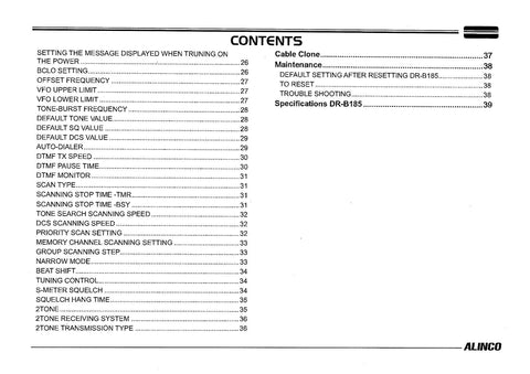 Alinco DR-B185HT/HE Instruction Manual