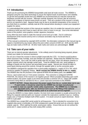 AOR AR8600 MK 2 Operating Manual